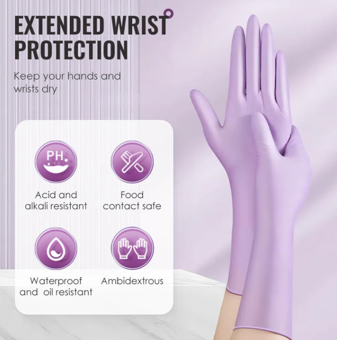 Waterproof and oil-resistant nitrile disposable gloves