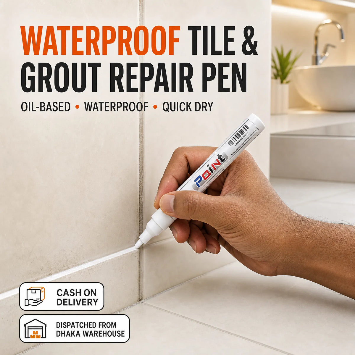 ✨ Waterproof Tile & Grout Repair Marker | Oil-Based Paint Pen