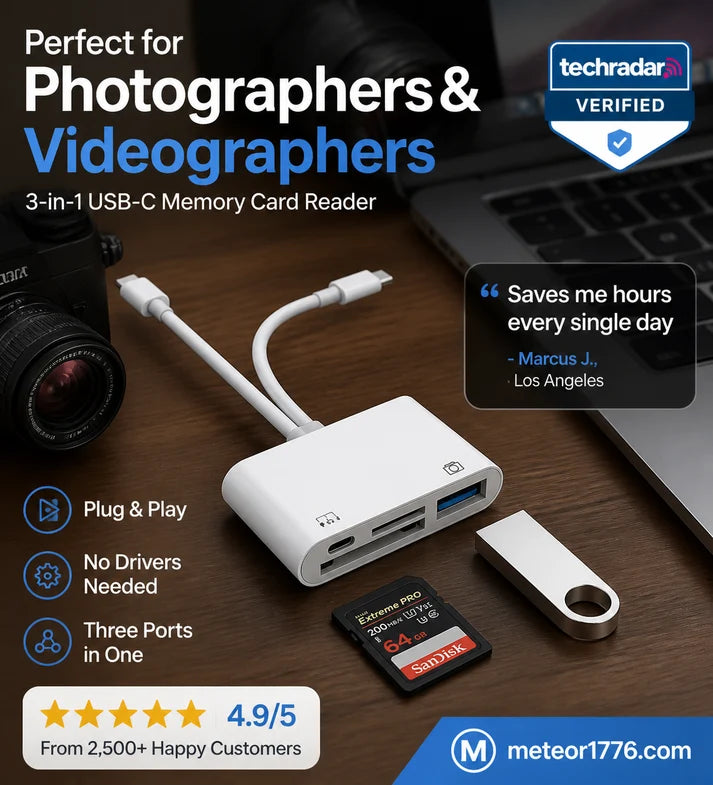 💾 LIMITED-TIME 50% OFF!🔌 3-in-1 USB-C Memory Card Reader . Read SD, microSD & CF cards – plug & play, fast transfer.📱