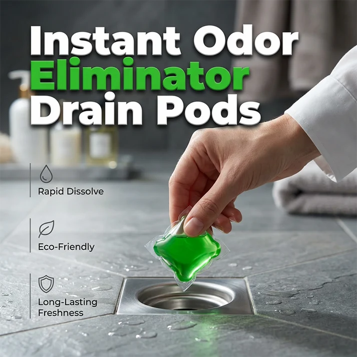 Drain Deodorizer Pods – Bio‑enzyme formula neutralizes smells at the source. Instant fresh scent, no harsh chemicals. Say goodbye to embarrassing odours.
