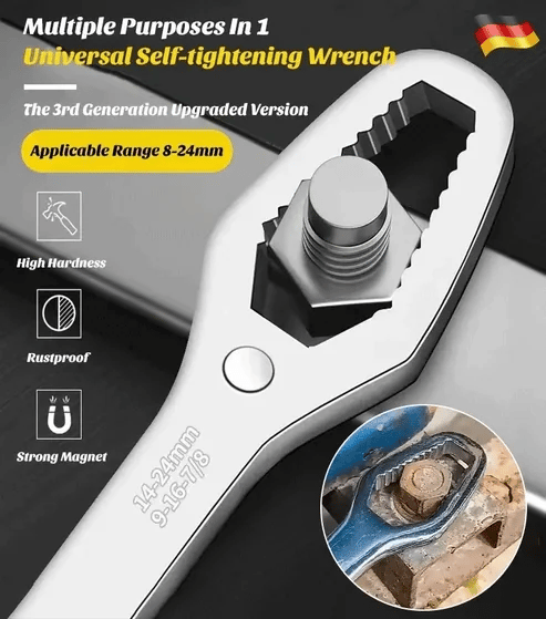 Self-tightening multi-purpose wrench