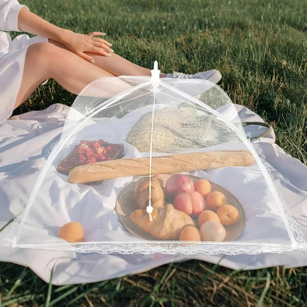 Mesh Pop-Up Food Protector – Folds flat, zippered mesh & protects from flies, bugs or dust