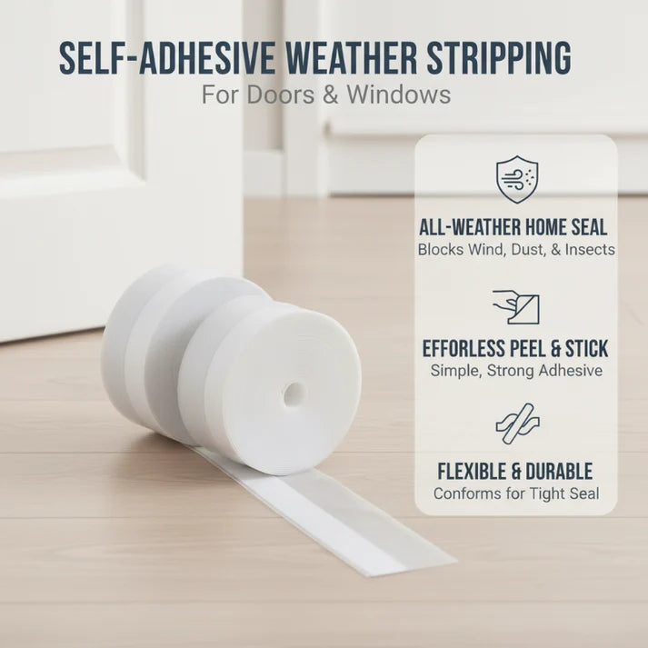 🌡️ Self-Adhesive Weather Stripping – Wind-Proof, Insulates & Easy to Apply 🏠