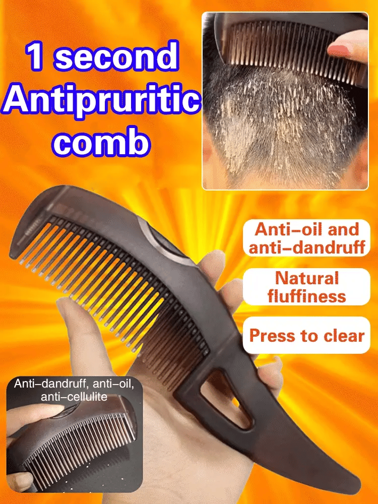 Ten days without washing hair] Oil removal massage cow horn comb
