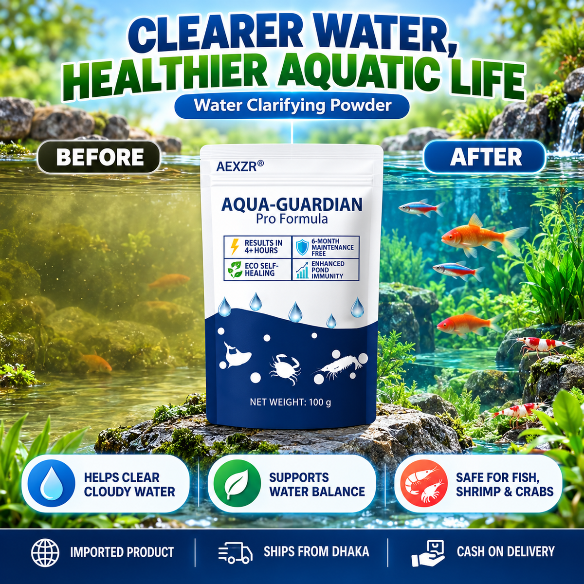 🌿 Crystal Clarity Without Harsh Chemicals. Safe for Fish, Shrimp, Crabs & Shellfish. Limited Offer!