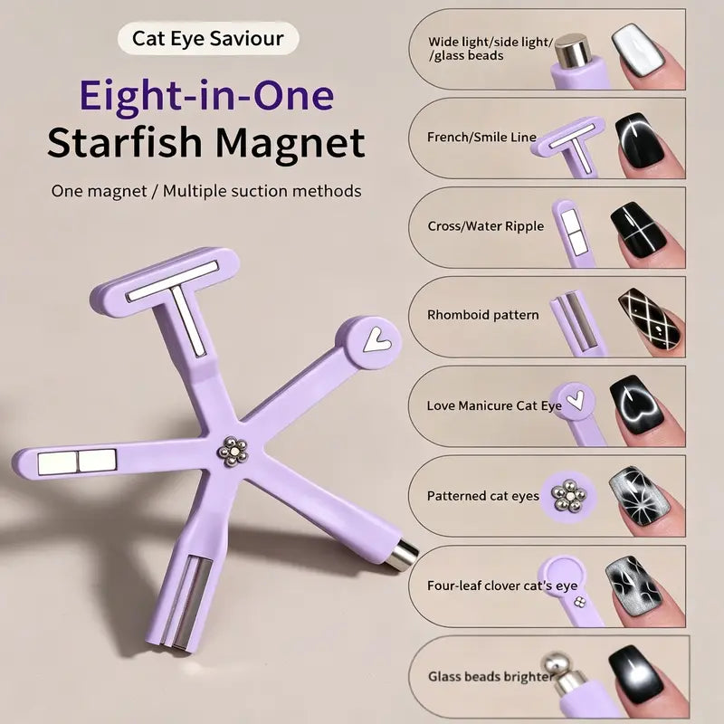 8 in 1 Purple Cat Eye Nail Art Magnet