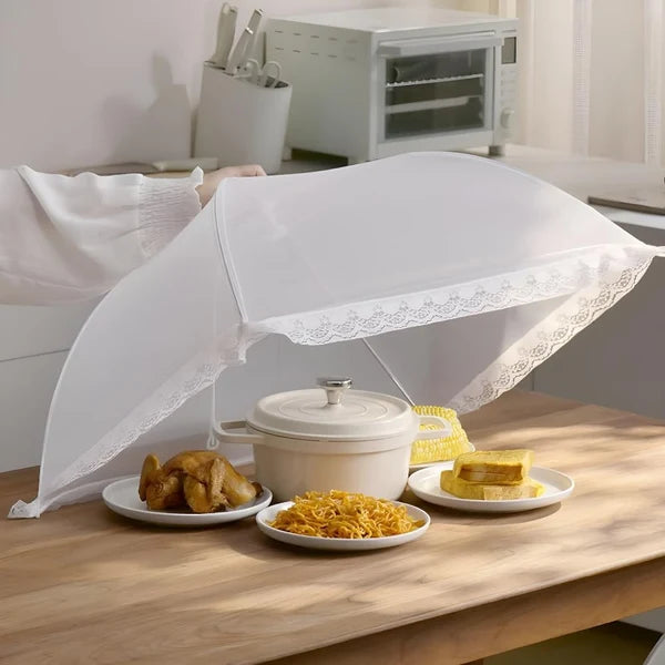 Mesh Pop-Up Food Protector – Folds flat, zippered mesh & protects from flies, bugs or dust