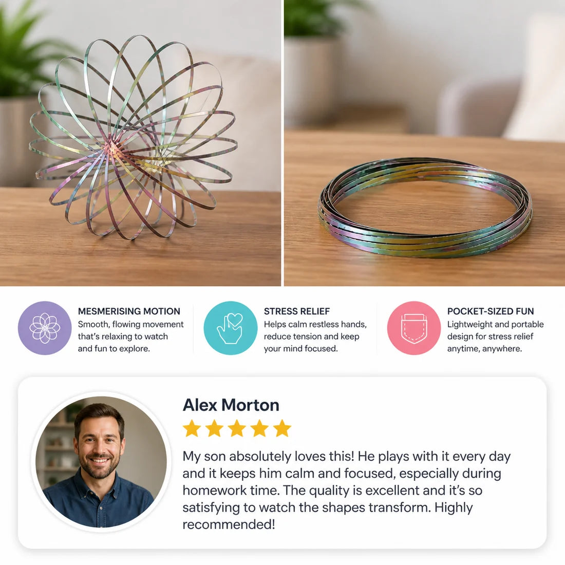 Geometric Spring Fidget Toy – Sensory Stress Relief Sculpture