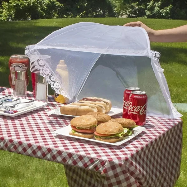 Mesh Pop-Up Food Protector – Folds flat, zippered mesh & protects from flies, bugs or dust
