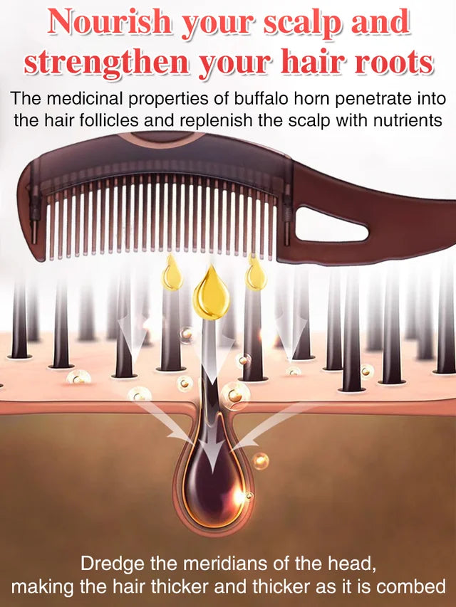 Ten days without washing hair] Oil removal massage cow horn comb