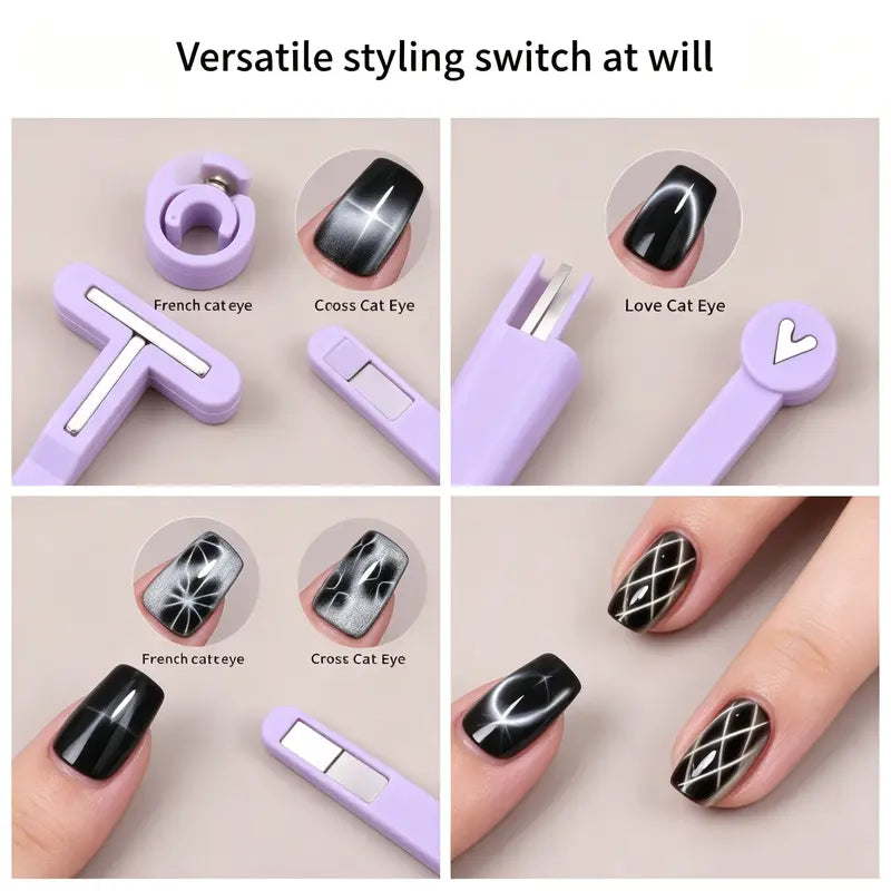 8 in 1 Purple Cat Eye Nail Art Magnet