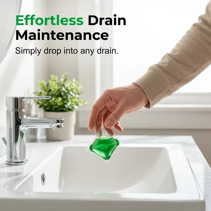 Drain Deodorizer Pods – Bio‑enzyme formula neutralizes smells at the source. Instant fresh scent, no harsh chemicals. Say goodbye to embarrassing odours.