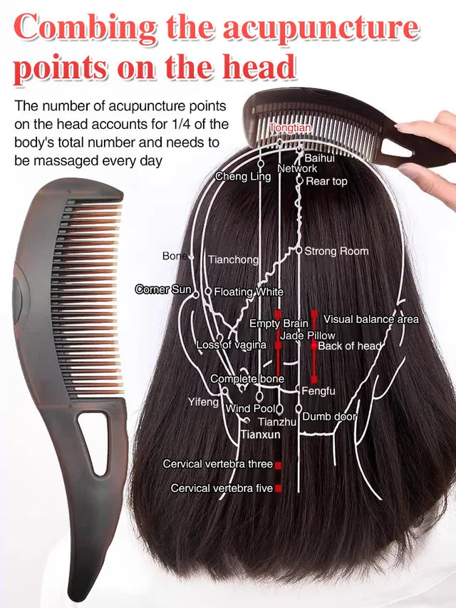 Ten days without washing hair] Oil removal massage cow horn comb