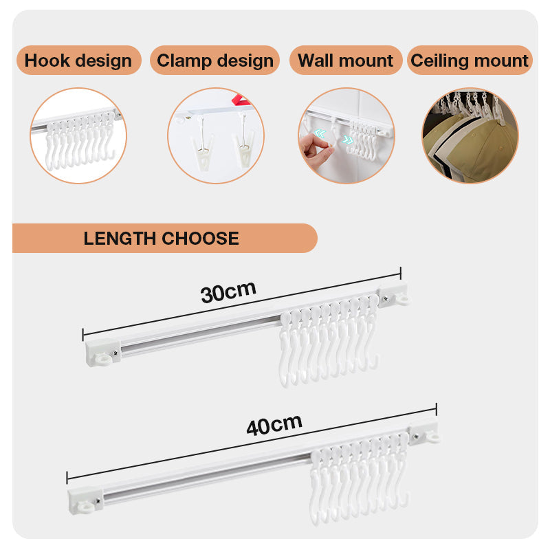 No-Drill Slidable Track Organizer Hooks