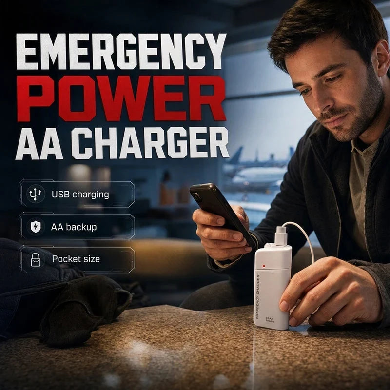 AA Battery Phone Charger – No outlet needed, compact & travel-ready